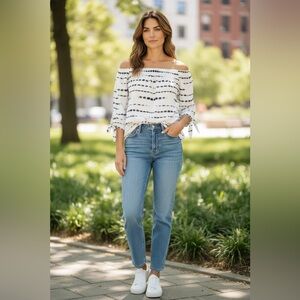 BB Dakota White and Black Striped Blouse